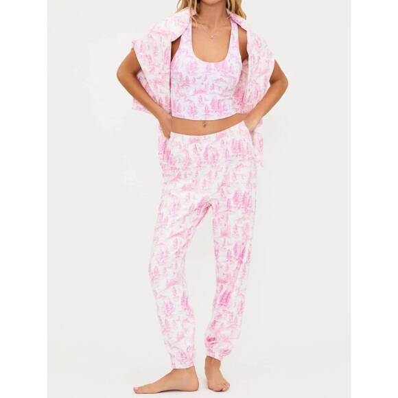 BEACH RIOT Pants - NEW BEACH RIOT georgie sweatpant in powder pink toile